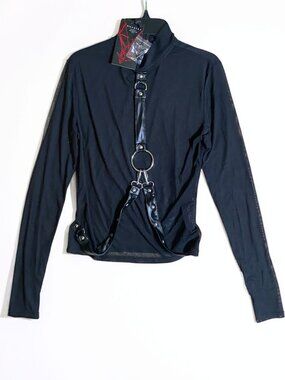 NWT Killstar Top XS Womens Black Gothic Vampire Sheer Alternative Blouse Sheer